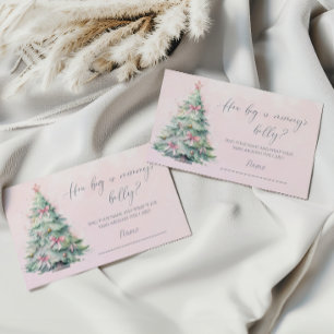 Winter baby shower roze hoe groot is mama's buik informatiekaartje