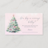 Winter baby shower roze hoe groot is mama's buik informatiekaartje (Voorkant)