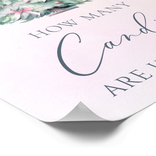 Winter baby shower roze Raad eens hoeveel snoepjes Poster (Hoek)