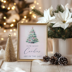 Winter baby shower roze Raad eens hoeveel snoepjes Poster