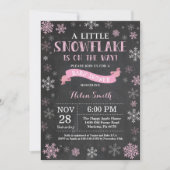 Winter Baby shower Roze Snowflake Chalkboard Kaart (Voorkant)