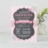 Winter Baby shower Roze Snowflake Chalkboard Kaart (Staand voorkant)