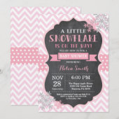Winter Baby shower Roze Snowflake Chalkboard Kaart (Voorkant / Achterkant)