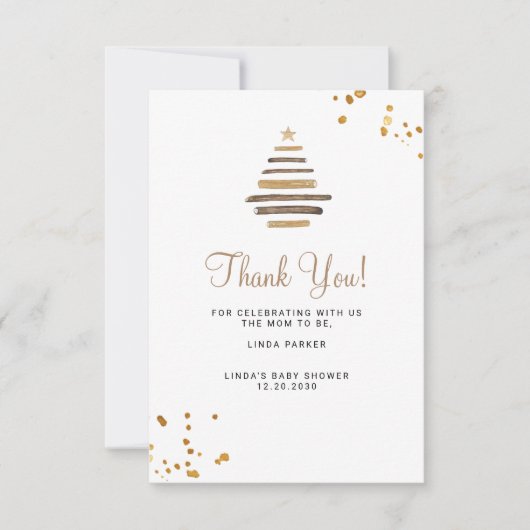 Winter baby shower rustic tree  bedankkaart (Voorkant)