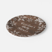 Winter Baby shower rustieke sneeuwvlokken Papieren Bordje (Gekanteld)