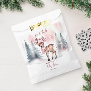 Winter baby shower schattig hert roze dank u bedankzakje