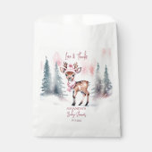 Winter baby shower schattig hert roze dank u bedankzakje (Voorkant)