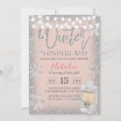 Winter Baby shower Snowflakes Lantern Blush Pink Kaart (Voorkant)