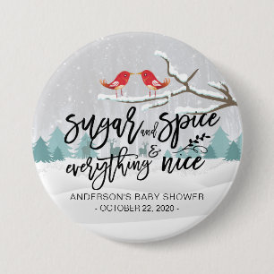 Winter Baby shower Sugar & Spice & Alles Nice Ronde Button 7,6 Cm
