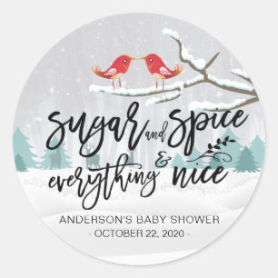 Winter Baby shower Sugar & Spice & Alles Nice Ronde Sticker