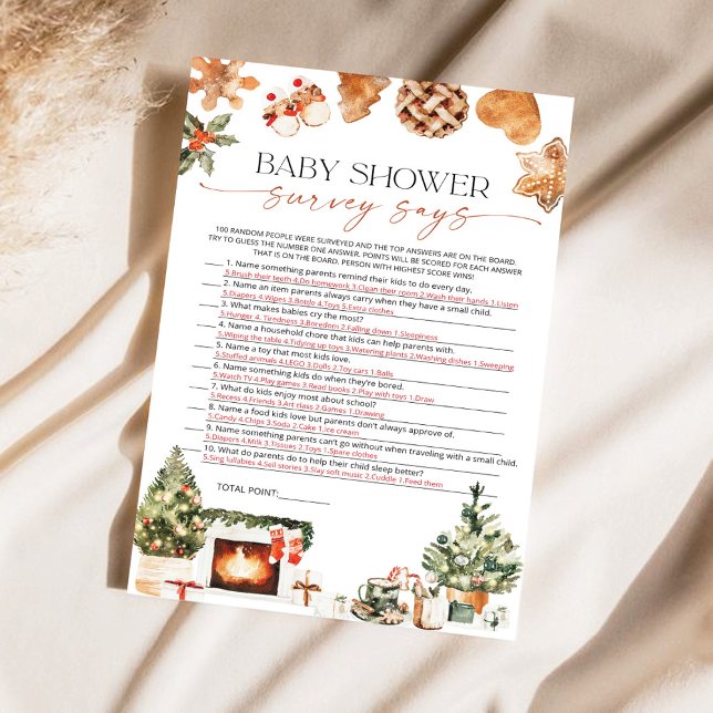Winter Baby shower Survey zegt Game Kaart (Creator heeft geüpload)