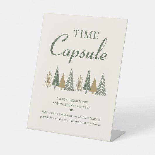 Winter Baby shower tijdcapsule Reclamebord Met Voetstuk (Voorkant)