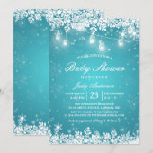 Winter Baby shower Turquoise Mason Jar Lights Kaart (Voorkant / Achterkant)