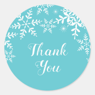 Winter Baby shower Turquoise Sneeuwvlokken Ronde Sticker