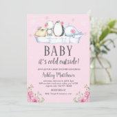Winter baby shower Uitnodigen, Winterdieren Arctis Kaart (Staand voorkant)