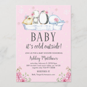 Winter baby shower Uitnodigen, Winterdieren Arctis Kaart