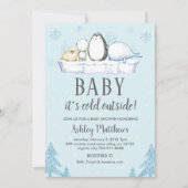 Winter baby shower Uitnodigen, Winterdieren Artic Kaart (Voorkant)