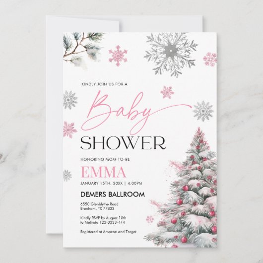 Winter Baby shower Uitnodiging (Voorkant)