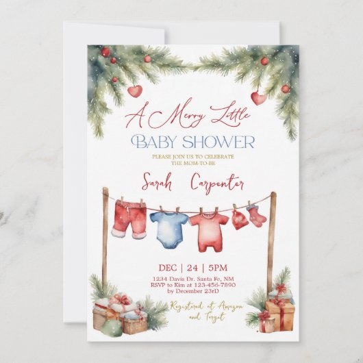 Winter Baby shower Uitnodiging (Voorkant)