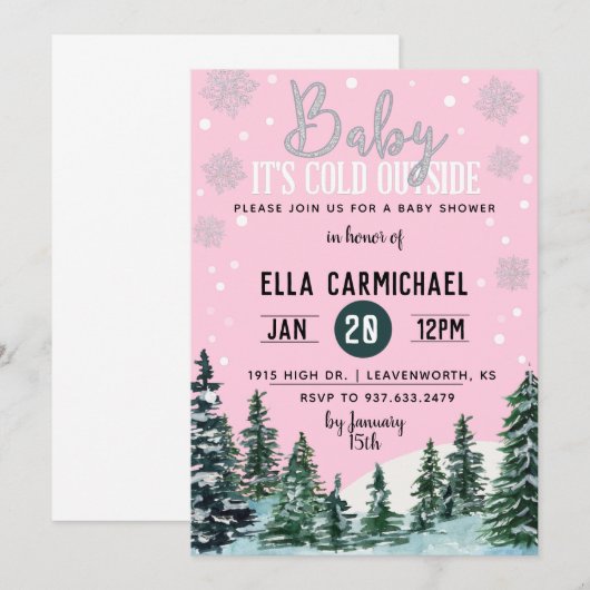Winter Baby shower Uitnodiging (Voorkant / Achterkant)