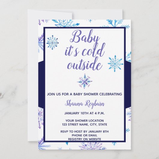 Winter Baby shower Uitnodiging (Voorkant)