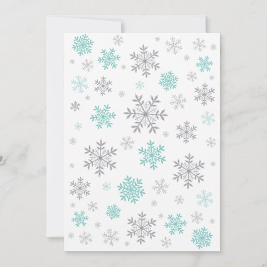 Winter Baby shower Uitnodiging Aqua Snowflake (Achterkant)