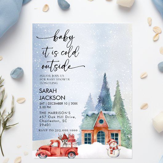 Winter Baby shower Uitnodiging, baby het is koud Kaart