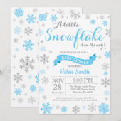 Winter Baby shower Uitnodiging Blauwe Snowflake (Voorkant / Achterkant)