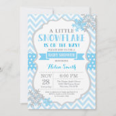 Winter Baby shower Uitnodiging Blauwe Snowflake (Voorkant)