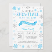 Winter Baby shower Uitnodiging Blauwe Snowflake (Voorkant)