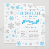 Winter Baby shower Uitnodiging Blauwe Snowflake (Voorkant / Achterkant)