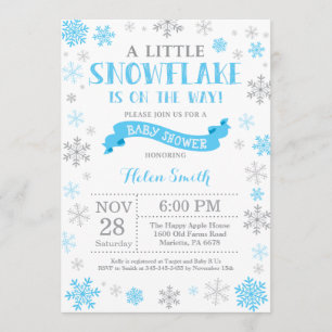 Winter Baby shower Uitnodiging Blauwe Snowflake