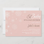 Winter Baby shower Uitnodiging - Blush roze (Voorkant)