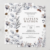 Winter Baby shower Uitnodiging, Genderneutraal Kaart (Voorkant / Achterkant)