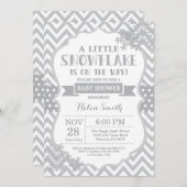 Winter Baby shower Uitnodiging Gray Snowflake (Voorkant / Achterkant)