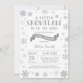 Winter Baby shower Uitnodiging Gray Snowflake (Voorkant)