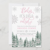 Winter Baby shower uitnodiging Het is koud buiten (Voorkant)