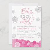 Winter Baby shower uitnodiging Het is koud buiten (Voorkant)