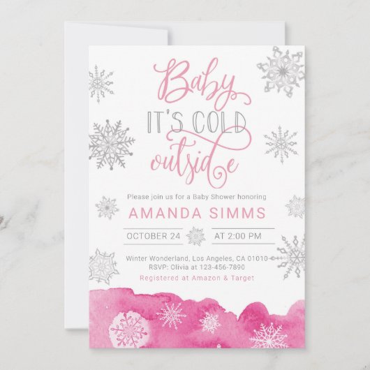 Winter Baby shower uitnodiging Het is koud buiten (Voorkant)