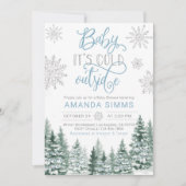 Winter Baby shower uitnodiging Het is koud buiten (Voorkant)
