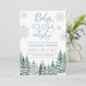 Winter Baby shower uitnodiging Het is koud buiten (Staand voorkant)