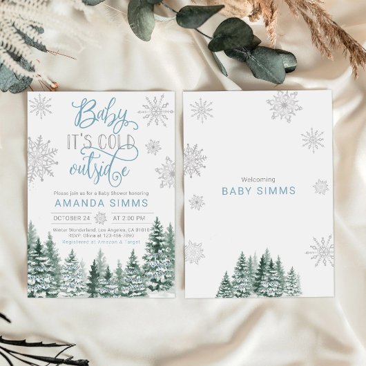 Winter Baby shower uitnodiging Het is koud buiten