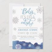 Winter Baby shower uitnodiging Het is koud buiten (Voorkant)