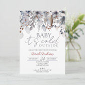 Winter Baby shower Uitnodiging, het is koud buiten Kaart (Staand voorkant)