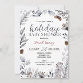 Winter Baby shower Uitnodiging, Holiday Shower Kaart (Voorkant)