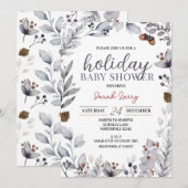 Winter Baby shower Uitnodiging, Holiday Shower Kaart (Voorkant / Achterkant)