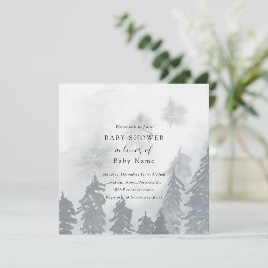 Winter baby shower-uitnodiging kaart (Staand voorkant)