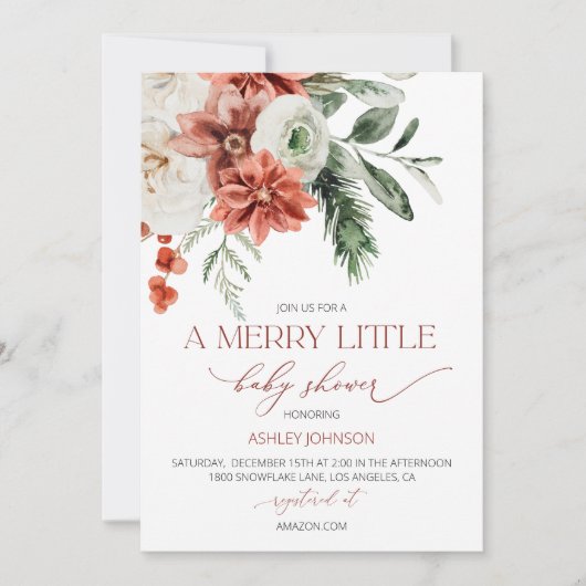 Winter Baby shower Uitnodiging, kerstshow Kaart (Voorkant)