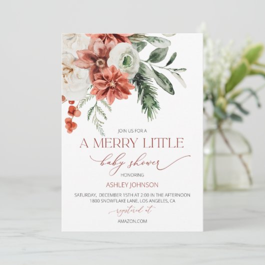 Winter Baby shower Uitnodiging, kerstshow Kaart (Staand voorkant)