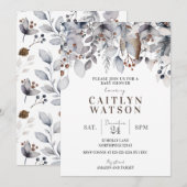 Winter Baby Shower-uitnodiging, Loof, Bessen Kaart (Voorkant / Achterkant)